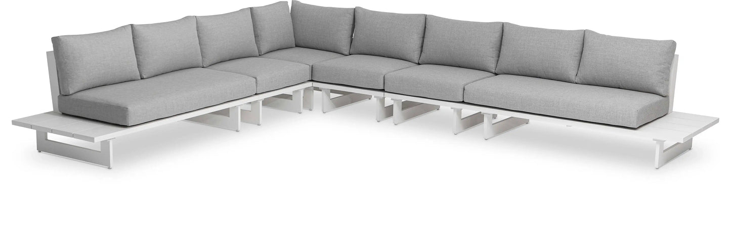 Maldives - 6 Piece Water Resistant Outdoor Patio Modular Sectional With White Base