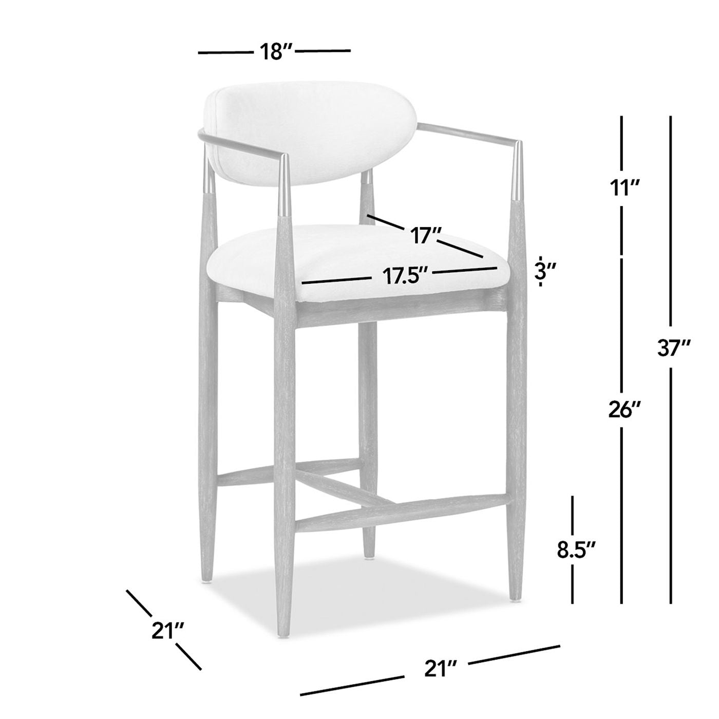 Artemis - Mixed Material Upholstered Counter Stool - Warm White