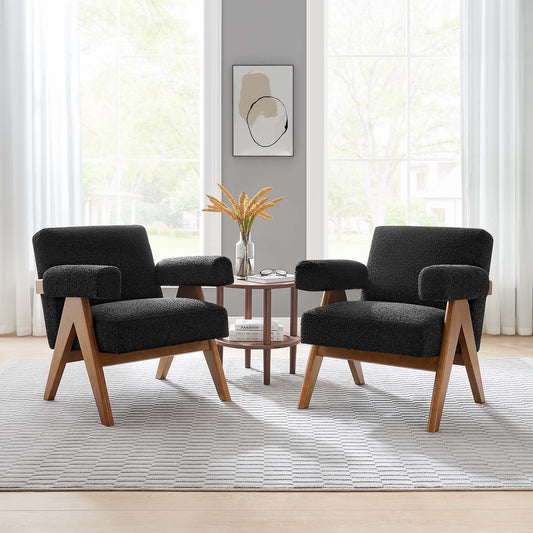Lyra Boucle Fabric Armchair Set of 2